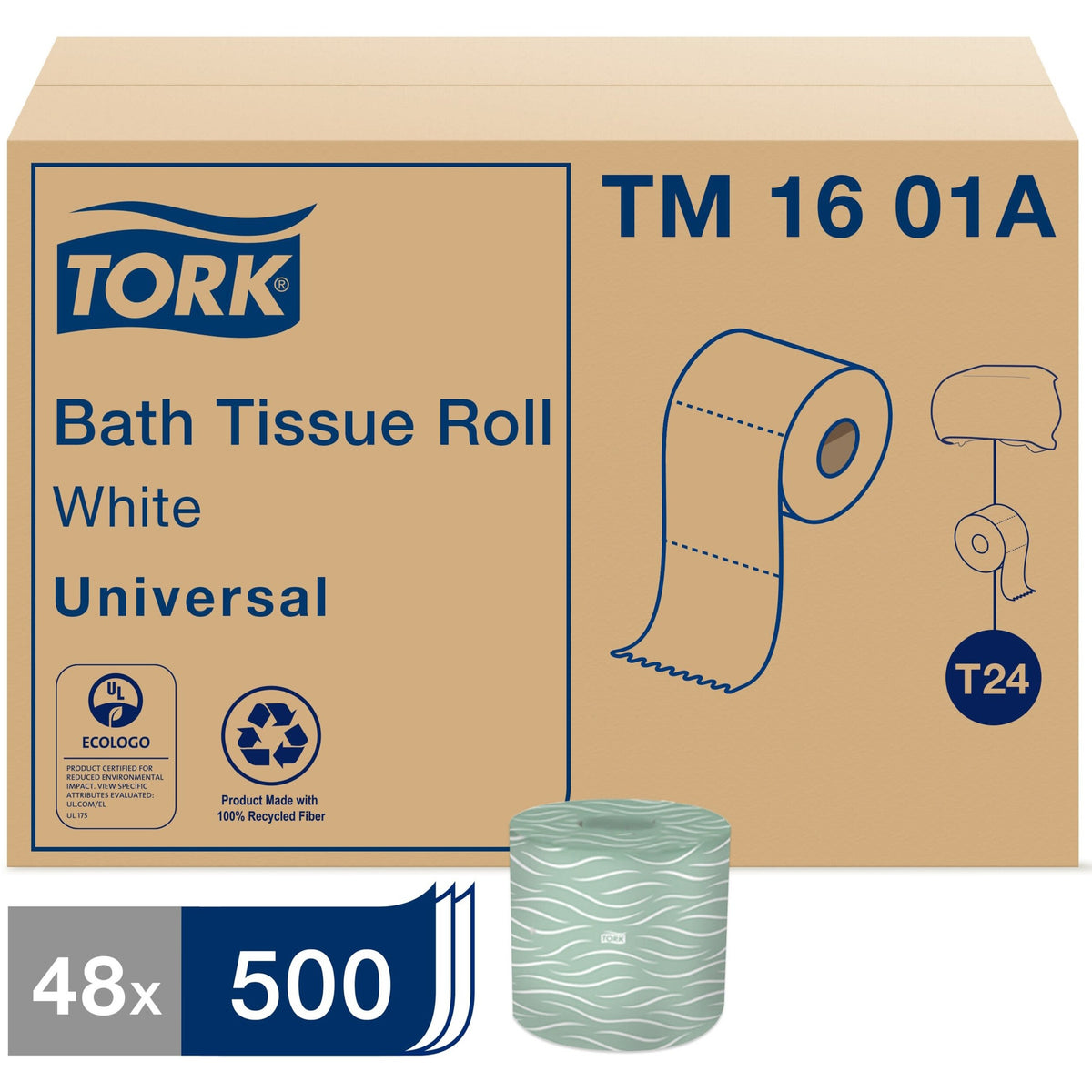 TORK Universal Bath Tissue Roll, 2-Ply - 2 Ply - 4.20" Width x 156.25 ft Length - 500 Sheets/Roll - 4.40" Roll Diameter