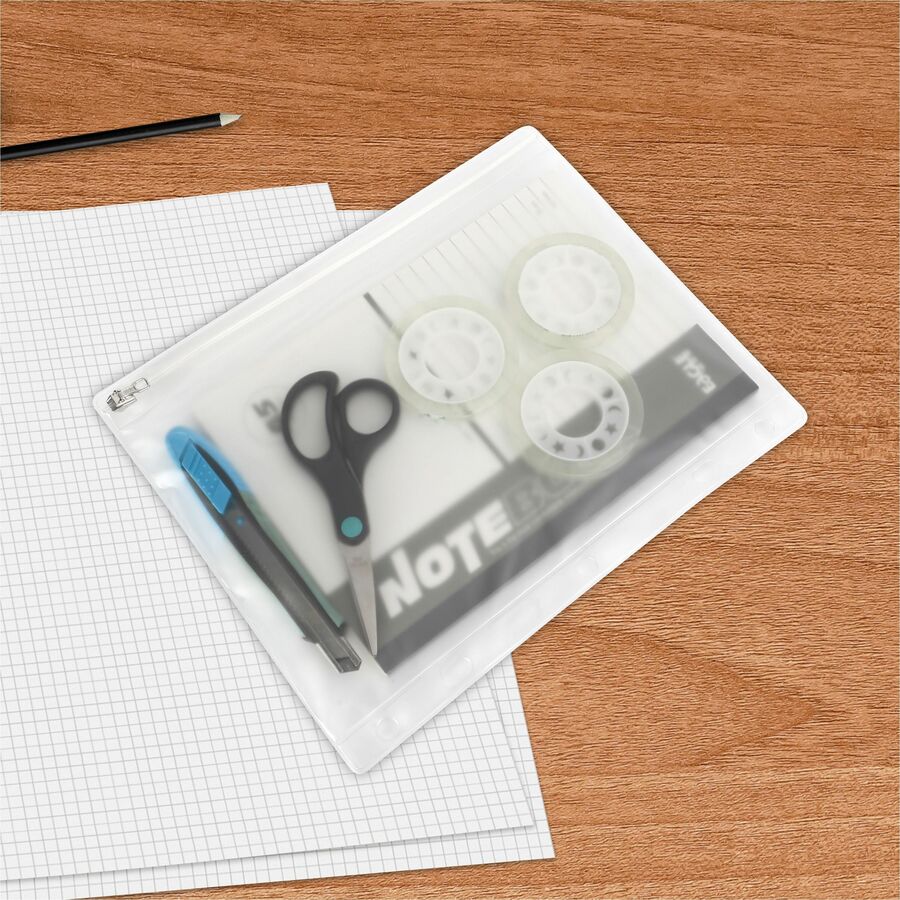Business Source Punched Economy Binder Pocket - 10" Height x 8" Width - 7 x Holes - Ring Binder - Clear - Plastic - 24 /