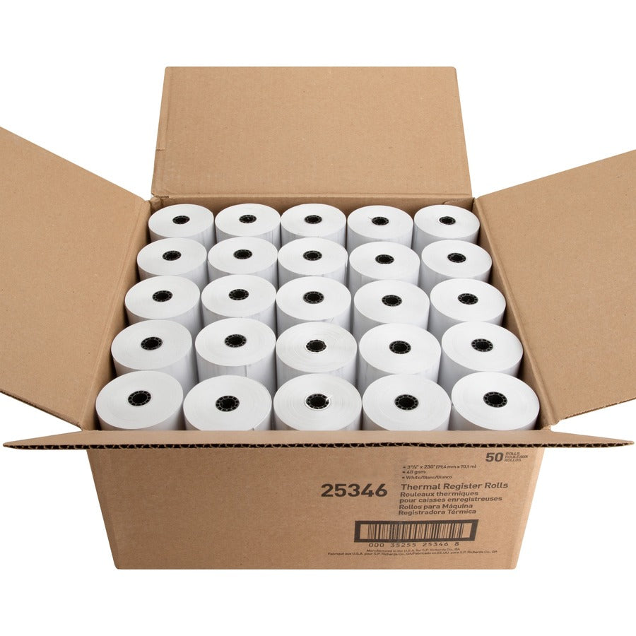 Business Source Thermal Paper - 3 1/8" x 230 ft - 48 g/m² Grammage - Smooth - FSC - White - 50 / Carton