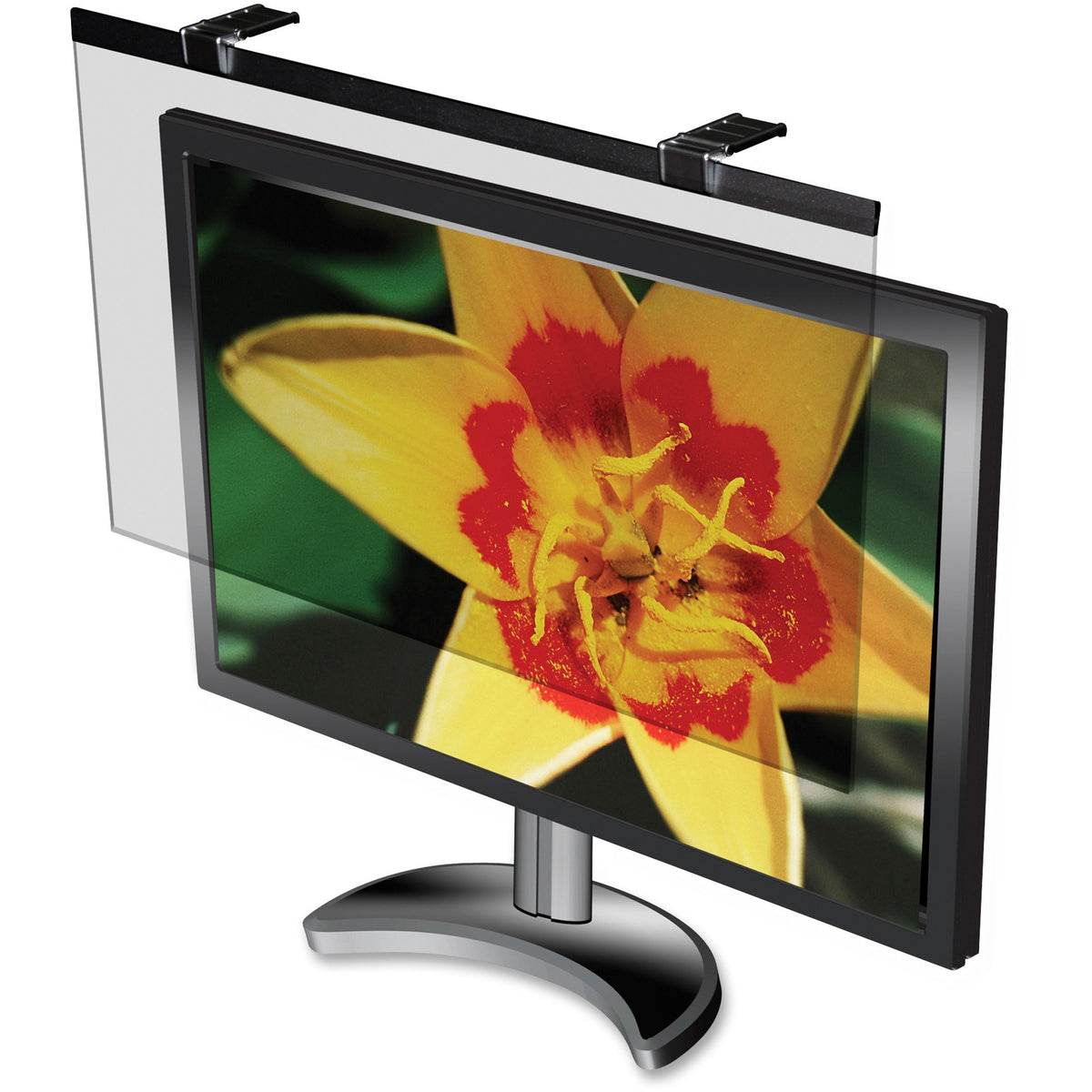 Business Source Wide-screen LCD Anti-glare Filter Black - For 24" Widescreen LCD Monitor - 16:10 - Acrylic - Anti-glare