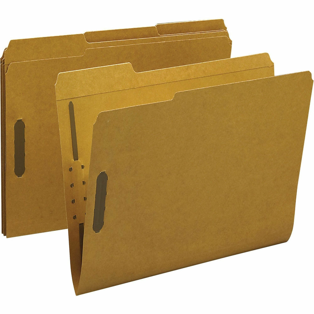 Business Source 1/3 Tab Cut Letter Recycled Fastener Folder - 8 1/2" x 11" - 2" Fastener Capacity - Top Tab Location - 5
