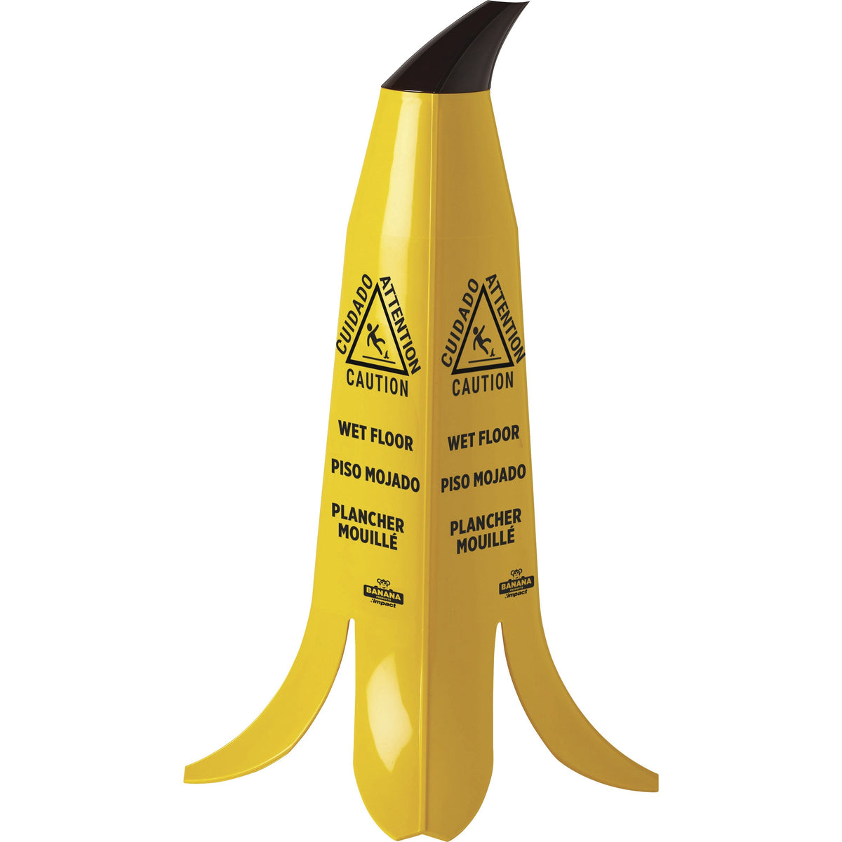 Impact 2' Banana Safety Cone - English, Spanish, French Canadian - Print/Message "CAUTION" - 11" Width x 24" Height - Ba