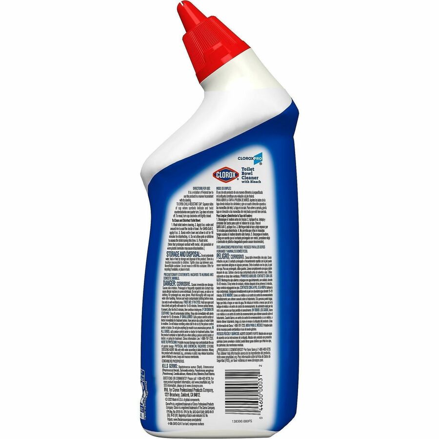 CloroxPro™ Toilet Bowl Cleaner with Bleach - For Multipurpose - Gel - 24 fl oz (0.8 quart) - Fresh Scent