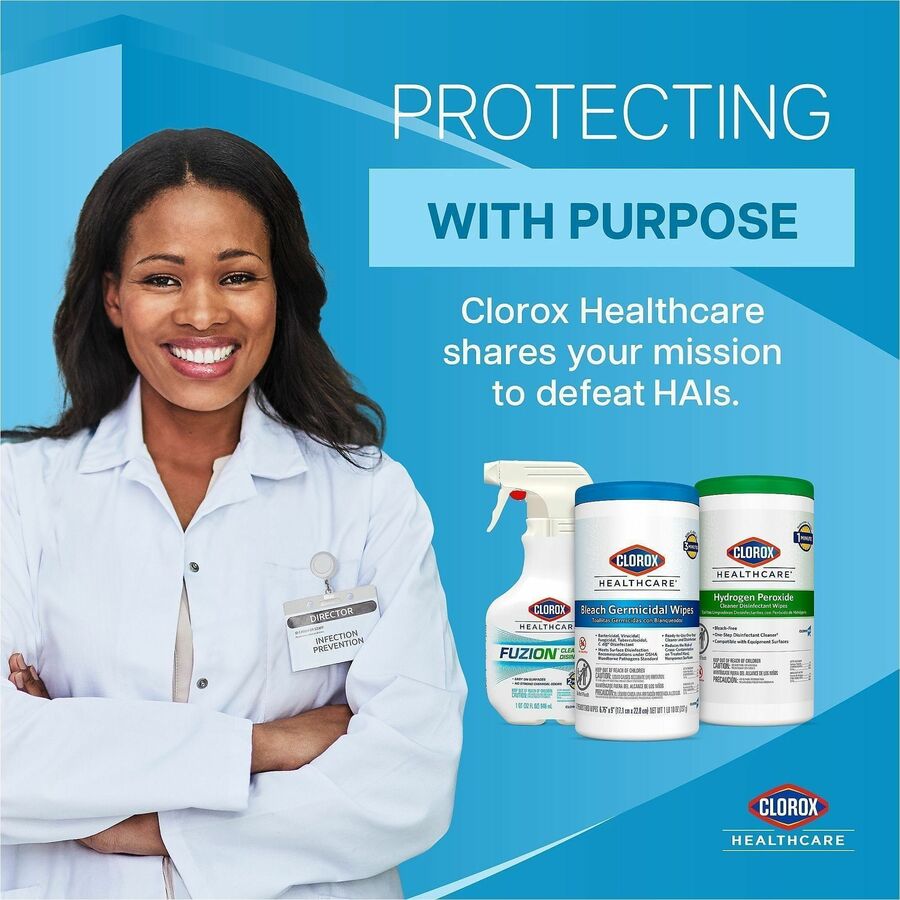 Clorox Healthcare Bleach Germicidal Wipes Bucket Refill - Ready-To-Use - 12" Length x 12" Width - Anti-corrosive - White