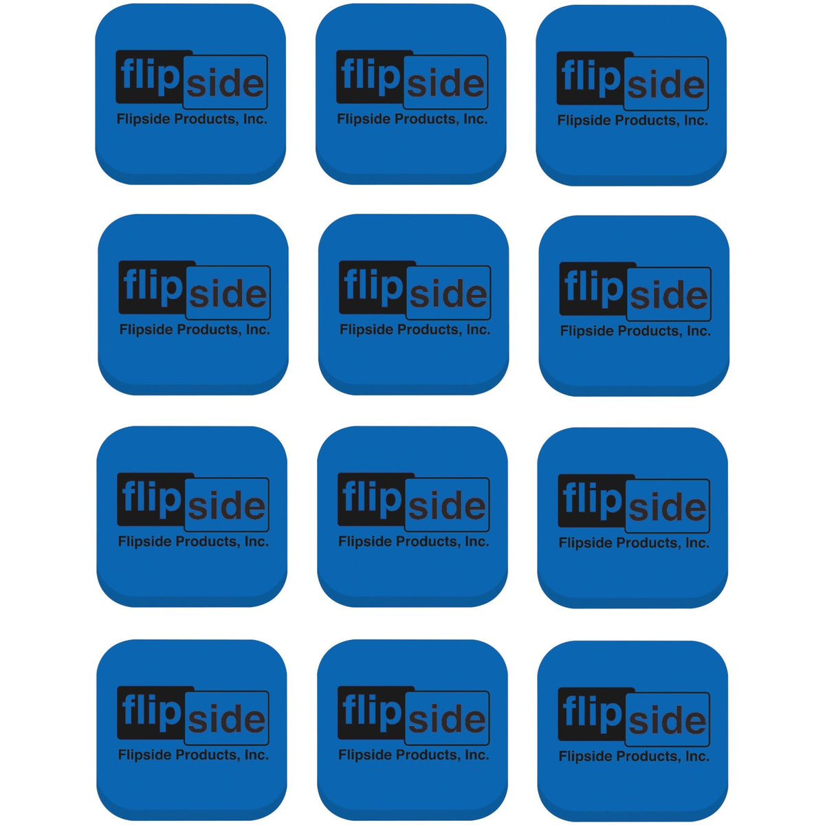 Flipside Magnetic Whiteboard Student Erasers - Blue - Square - EVA Foam - 2" Width x 2" Height x 2" Length - 12 / Pack -