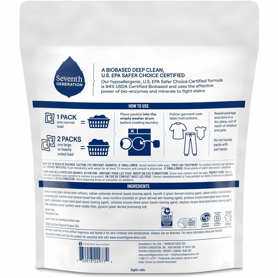 Seventh Generation Laundry Detergent - For Laundry - Citrus & Cedar, Free & Clear Scent - Recommended For: Stain Remover