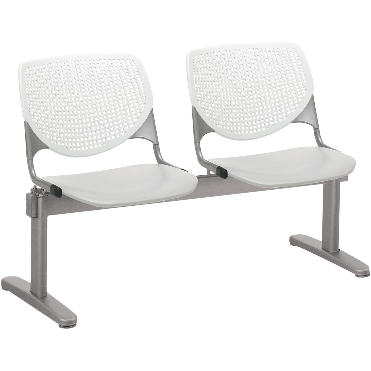 KFI Kool 2 Seat Beam Chair - Light Gray Seat Color - Polypropylene Seat Material - White Back Color - 1 Each