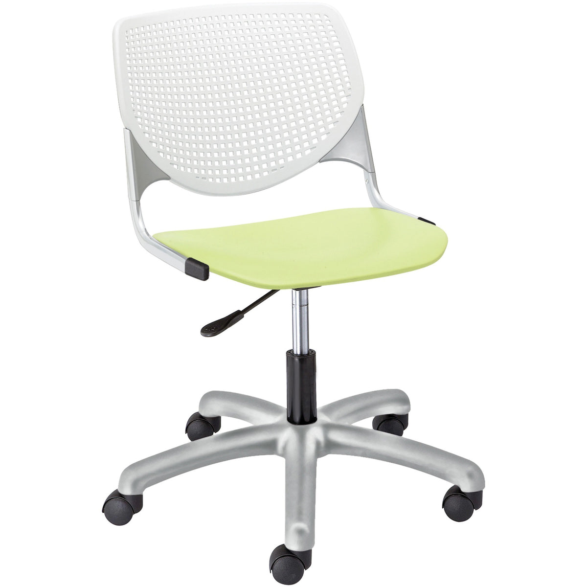 KFI Kool Task Chair With Perforated Back - Lime Green Seat Color - Polypropylene Seat Material - White Back Color - 1 Ea