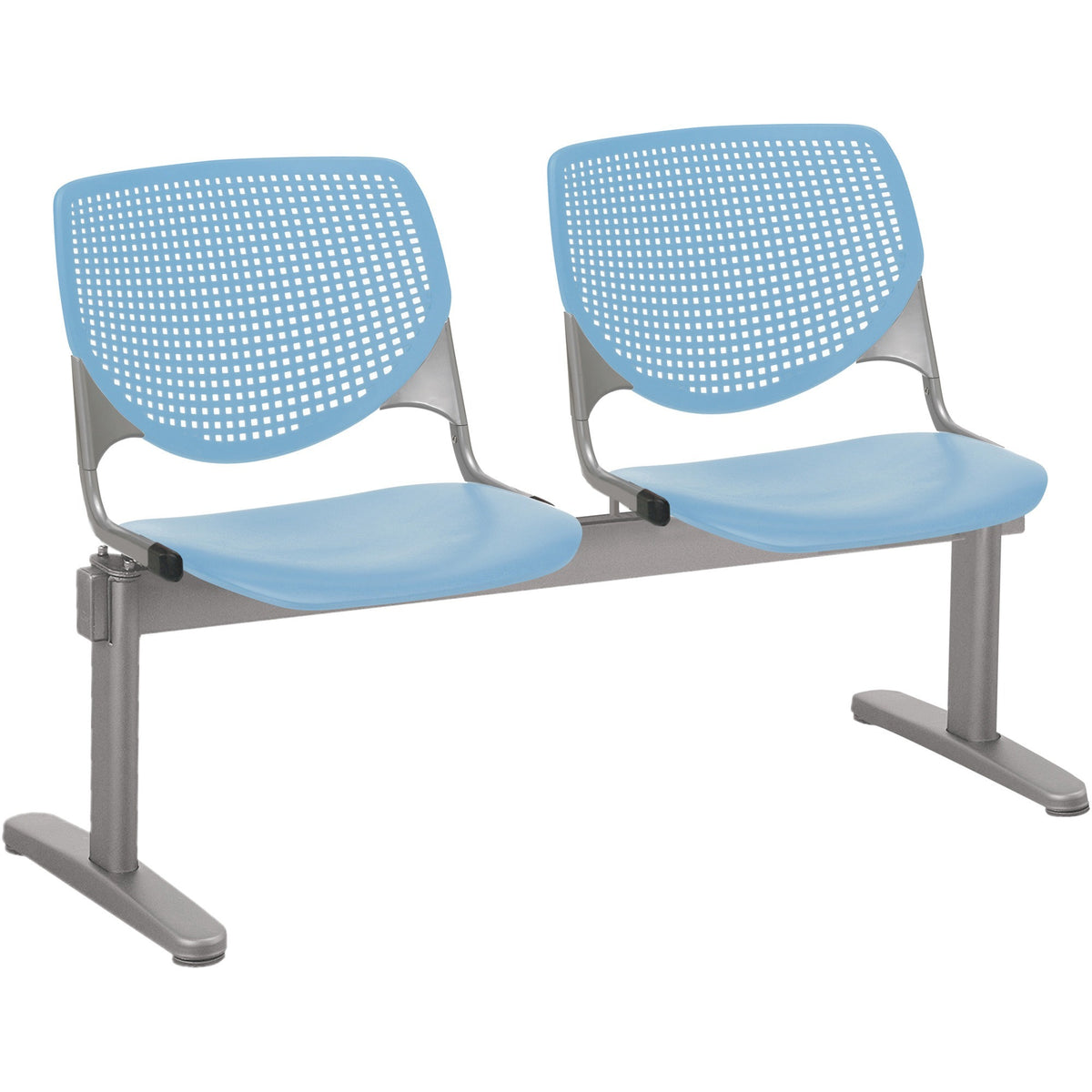 KFI Kool 2 Seat Beam Chair - Sky Blue Seat Color - Polypropylene Seat Material - Sky Blue Back Color - 1 Each
