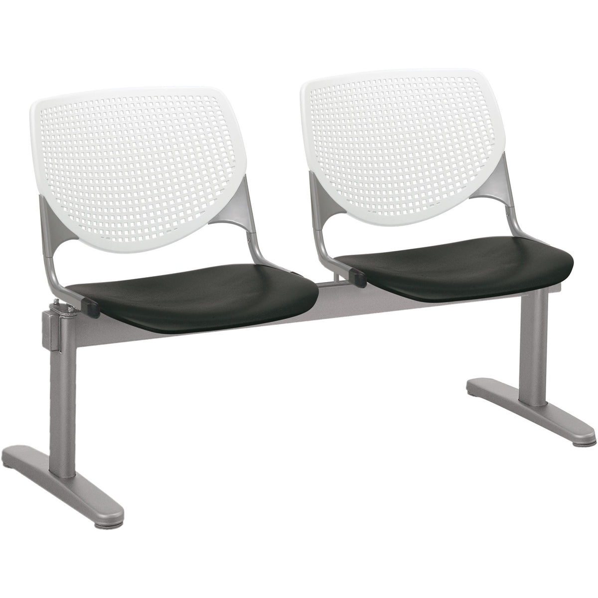 KFI Kool 2 Seat Beam Chair - Black Seat Color - Polypropylene Seat Material - White Back Color - Polypropylene, Aluminum