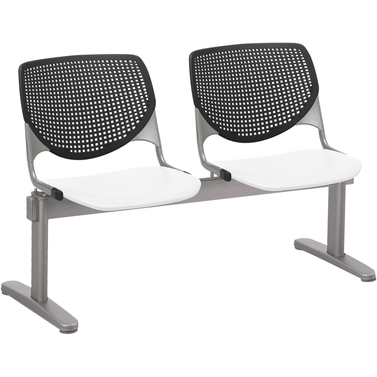 KFI Kool 2 Seat Beam Chair - White Seat Color - Polypropylene Seat Material - Black Back Color - Polypropylene, Aluminum