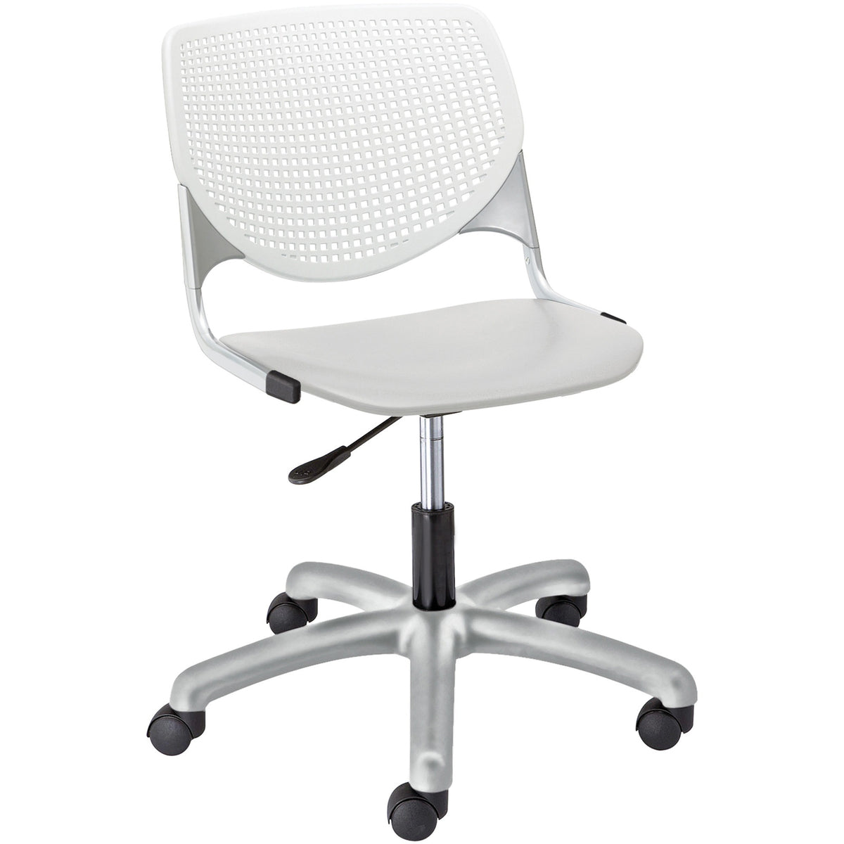 KFI Kool Task Chair With Perforated Back - Light Gray Seat Color - Polypropylene Seat Material - White Back Color - 1 Ea