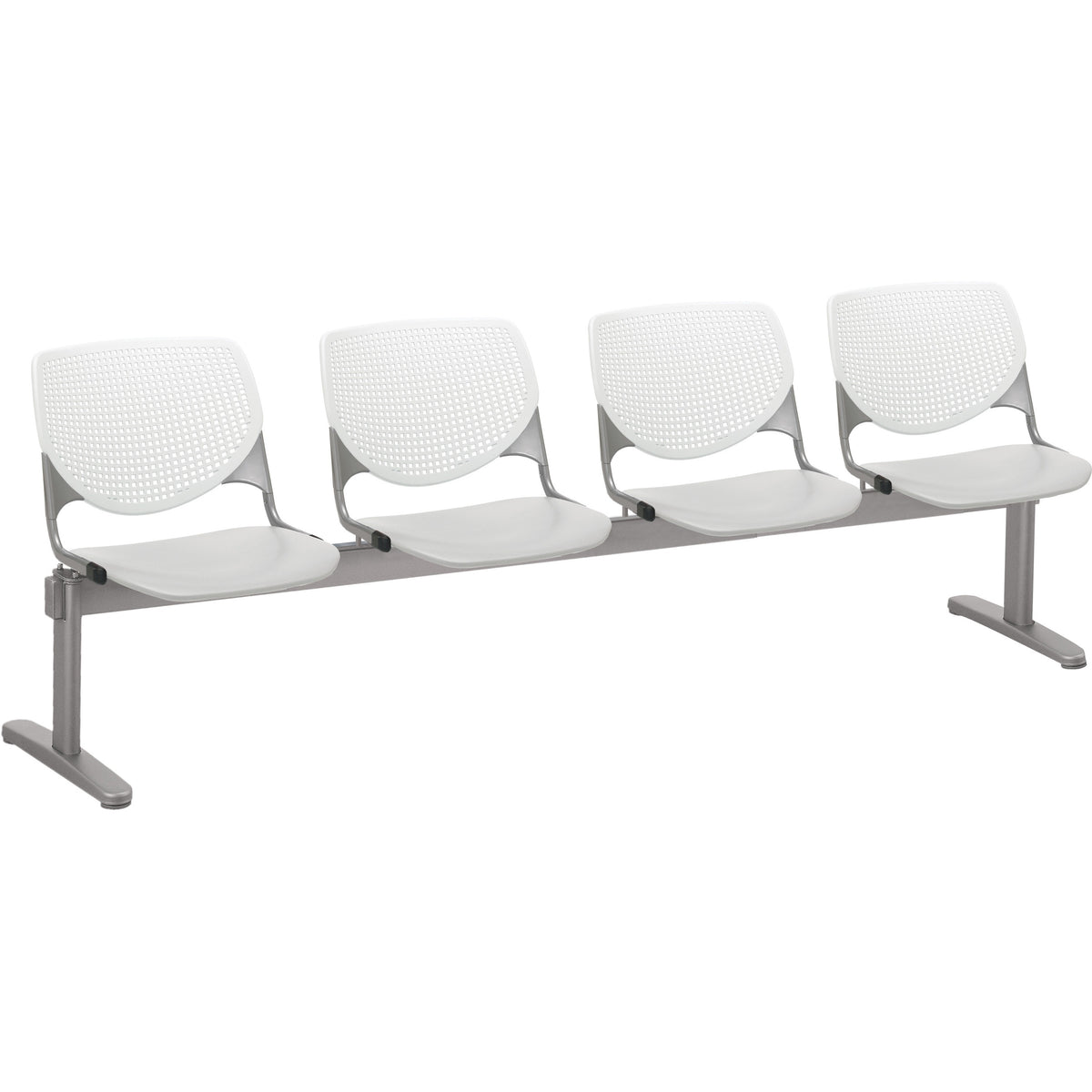 KFI Kool 4 Seat Beam Chair - Light Gray Seat Color - Polypropylene Seat Material - White Back Color - 1 Each