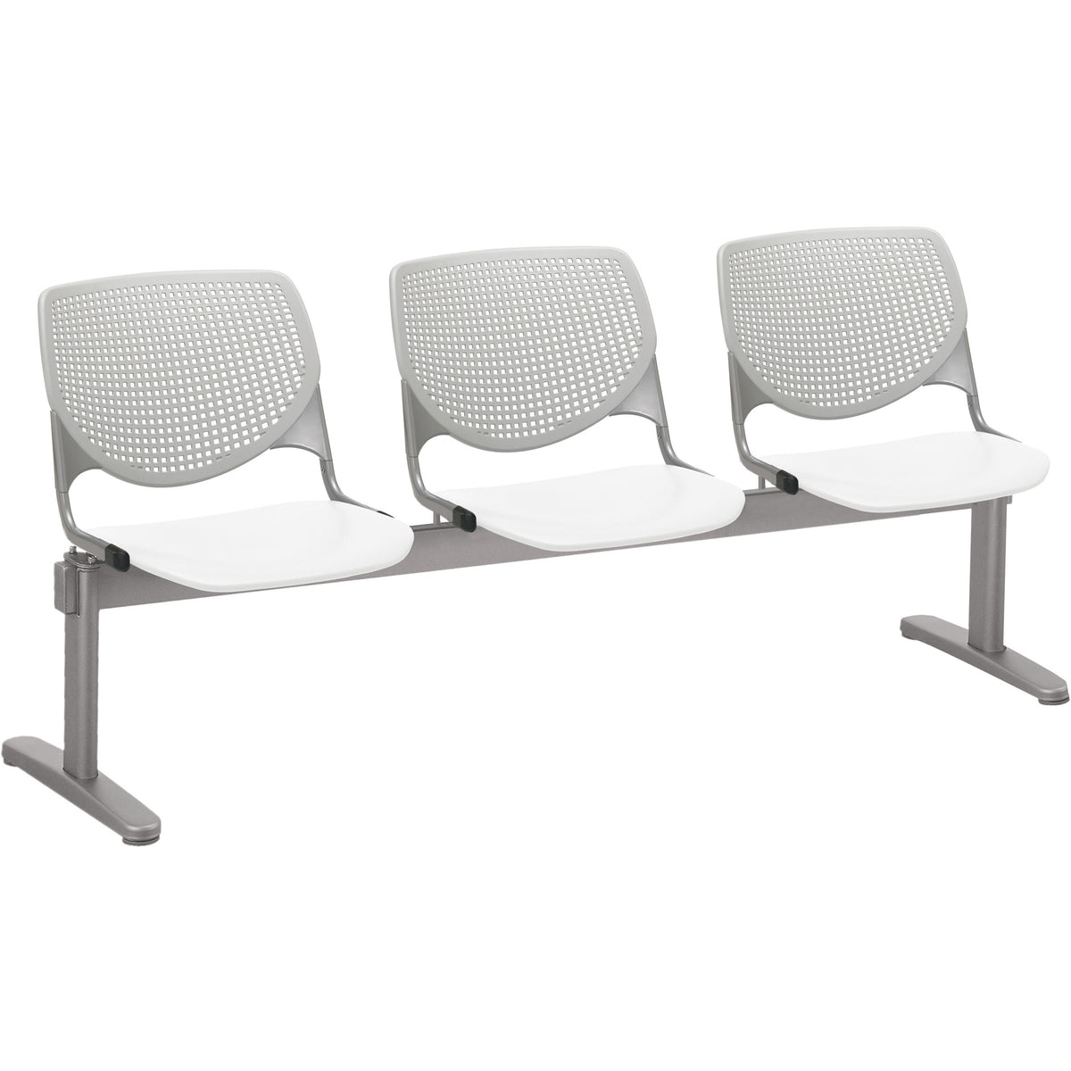 KFI Kool 3 Seat Beam Chair - White Seat Color - Polypropylene Seat Material - Light Gray Back Color - 1 Each