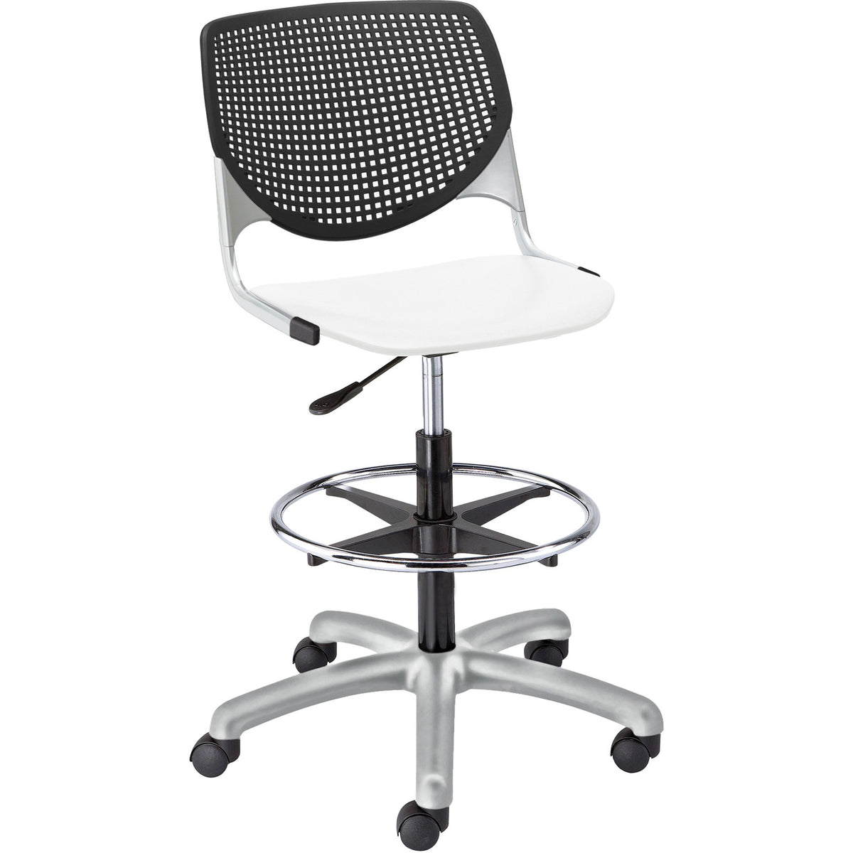 KFI Kool Stool With Perforated Back - White Seat Color - Polypropylene Seat Material - Black Back Color - 1 Each