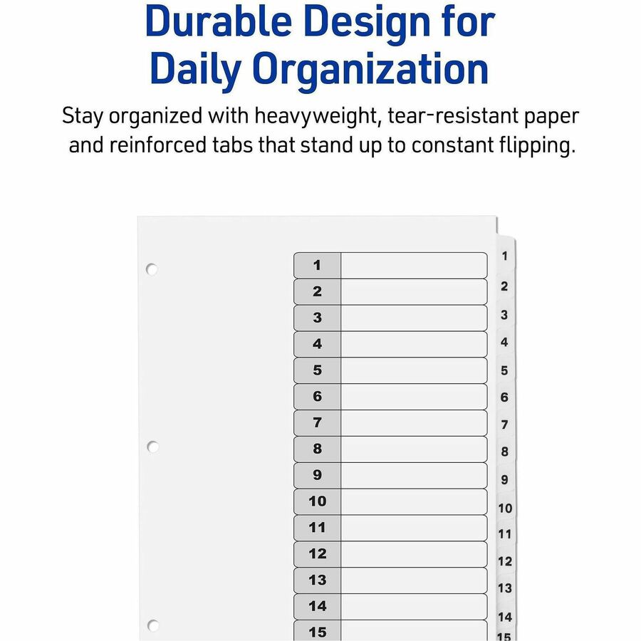 Avery Dividers, 15 Tabs, Ready Index (6 Sets of 11825) - 90 x Divider(s) - 90 Tab(s) - Digit - 1-15, Table of Contents -