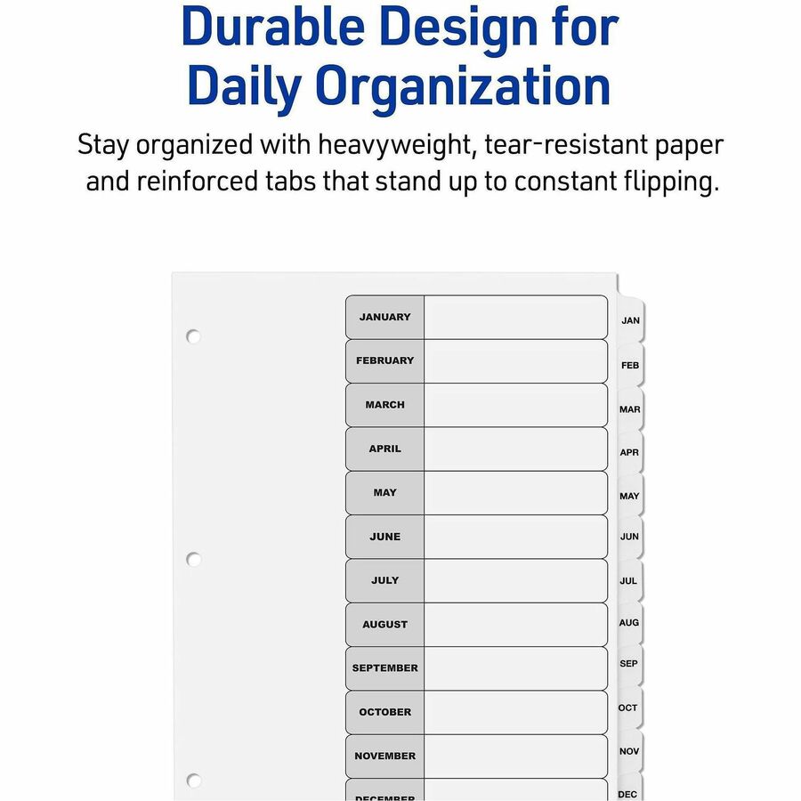 Avery Jan-Dec Dividers, 12 Tabs, Ready Index (6 Sets of 11826) - 72 x Divider(s) - 72 Tab(s) - Month - Jan-Dec, Table of