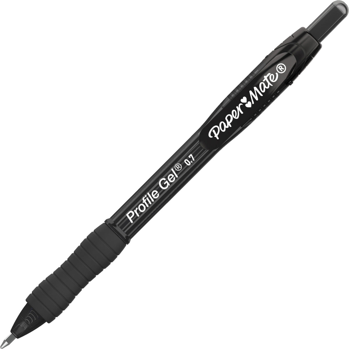 Paper Mate Profile Gel 0.7mm Retractable Pen - 0.7 mm Pen Point - Retractable - Black Ink - 12 / Dozen
