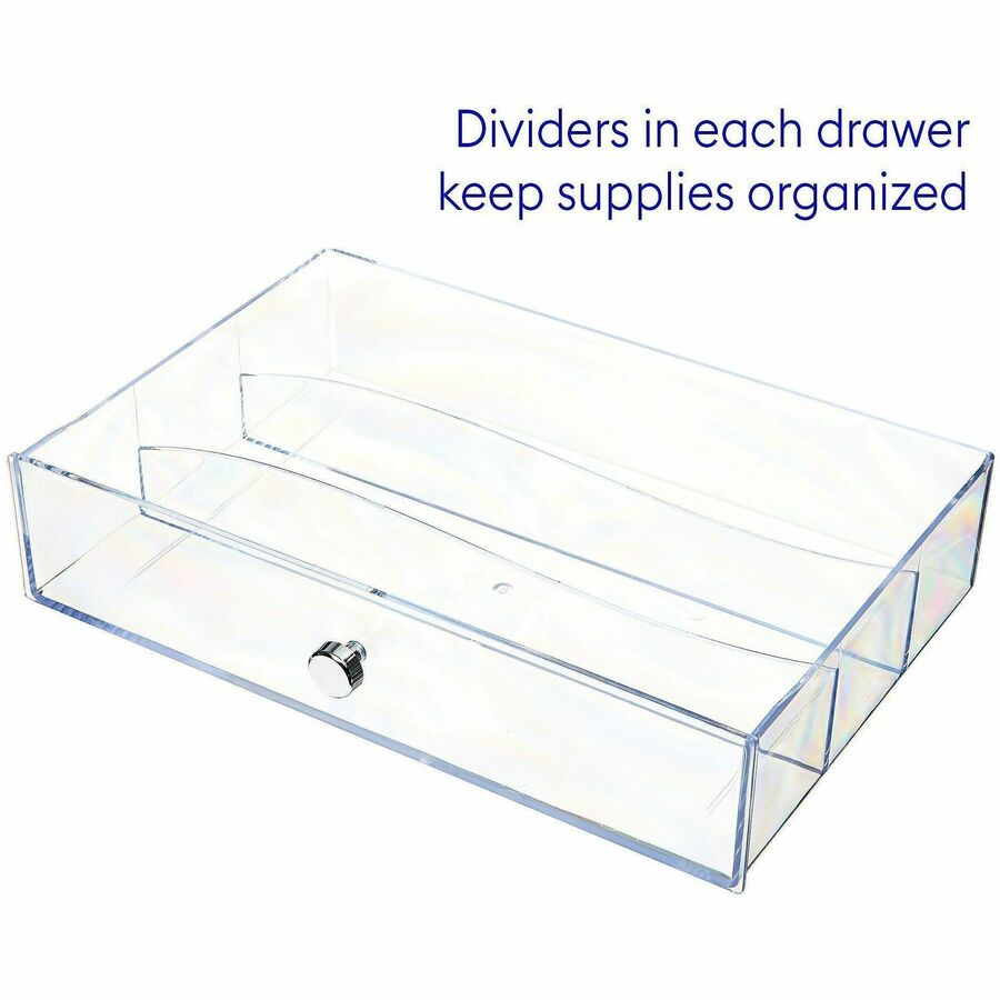 Deflecto 3-Drawer Storage Organizer - 3 Drawer(s) - 7" Height x 10" Width x 6.80" Depth - Clear - 1 Each