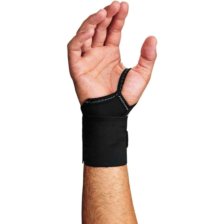 Ergodyne ProFlex 420 Wrist Wrap w/Thumb Loop - Small (S)/Medium (M) - Black - Elastic, Woven - 6 / Carton