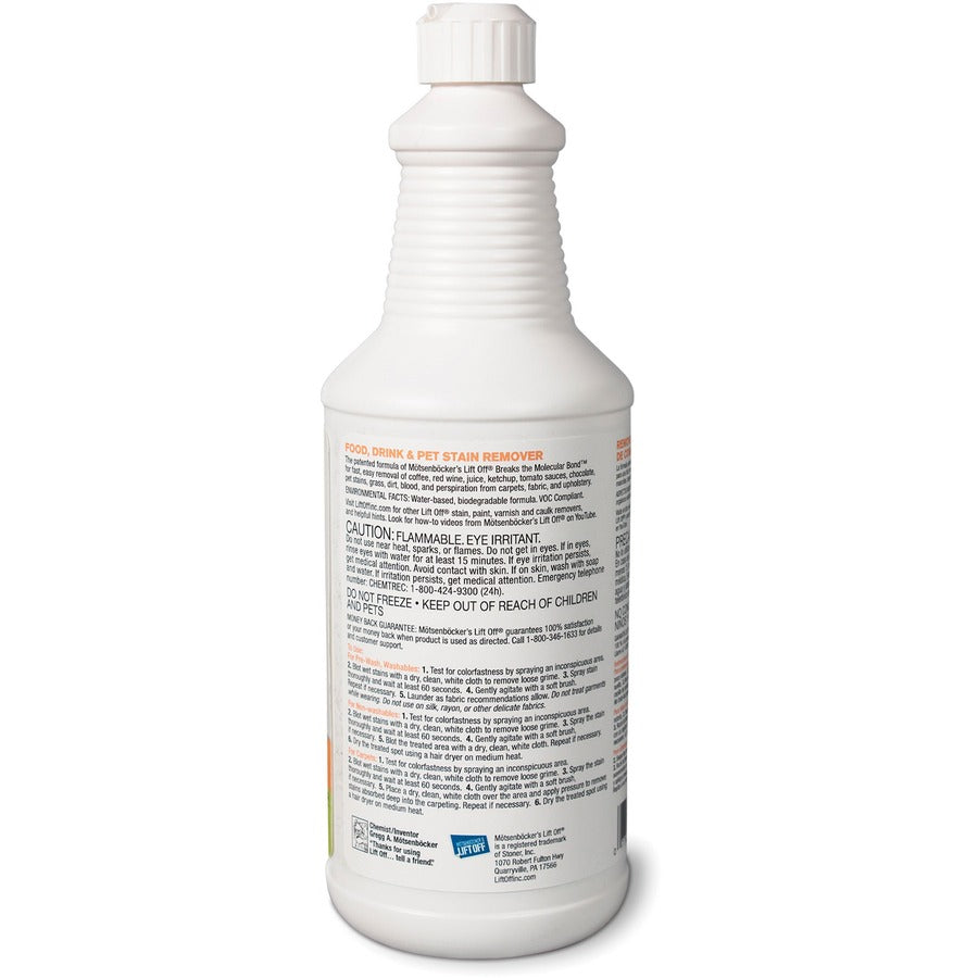 Mötsenböcker's Lift Off Food/Drink/Pet Stain Remover - 32 fl oz (1 quart) - Environmentally Friendly - White Bottle - 1