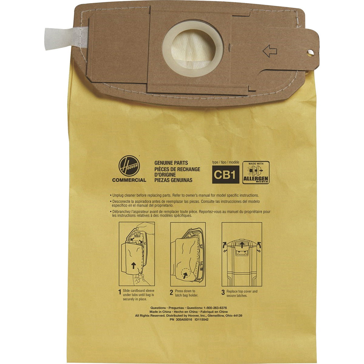 Hoover HushTone 6-Quart Vacuum Bags - 10/Pack - 6 / Carton - Type CB1 - 1.50 gal - Durable, Self-sealing, Disposable, Mi