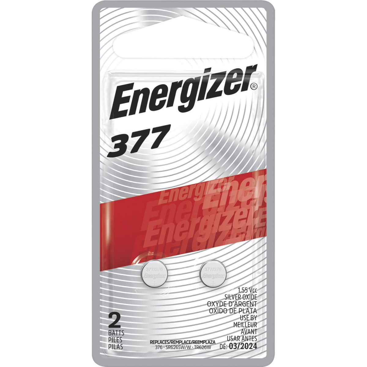 Energizer Alkaline A23 Battery 2-Packs - For Multipurpose, Glucose Monitor, Toy, Calculator - 377 - 24 mAh - 1.55 V DC -