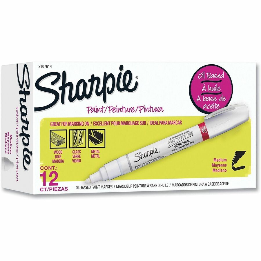 Sharpie Oil-based Paint Markers - White Ink - Oil Based - 12 / Dozen