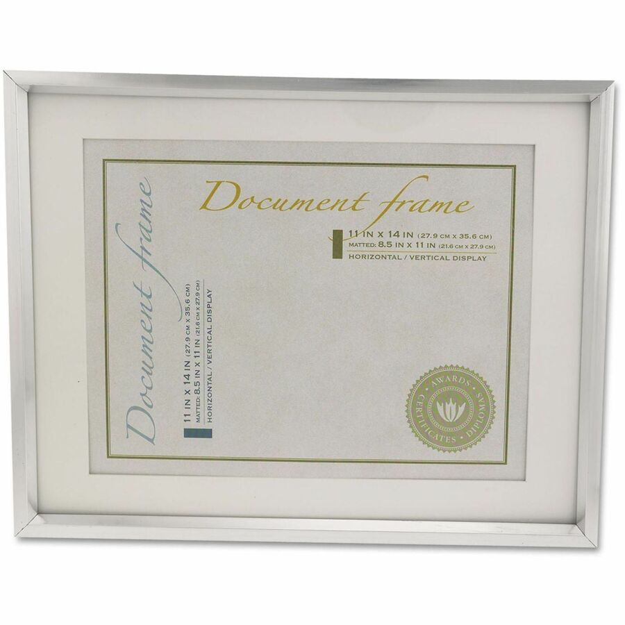 Universal Document Frame - 14" x 11" Frame Size - Holds 8.50" x 11" Insert - Rectangle - Portrait, Landscape - Brushed M