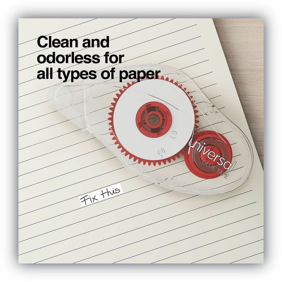 Universal Double-sided Adhesive Tape Roller, 0.31" x 32.8 ft, Dries Clear, 2/Pack - 10.93 yd Length x 0.31" Width - Clea