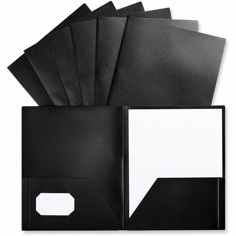 Universal Pocket Folder - 11" x 8 1/2" - 100 Sheets Capacity - 2 Pocket - Black - 10 / Pack