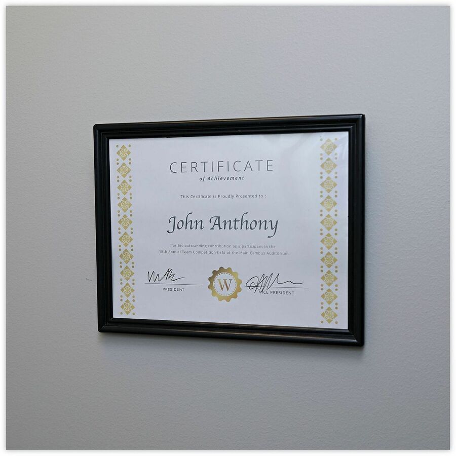 Universal Document Frame - 12" x 9.50" Frame Size - Holds 8.50" x 11" Insert - Rectangle - Vertical, Horizontal - Dust R