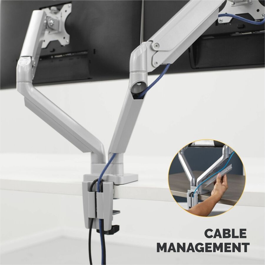 Fellowes Platinum Mounting Arm for Monitor - Silver - 2 Display(s) Supported - 27" Screen Support - 40 lb Load Capacity