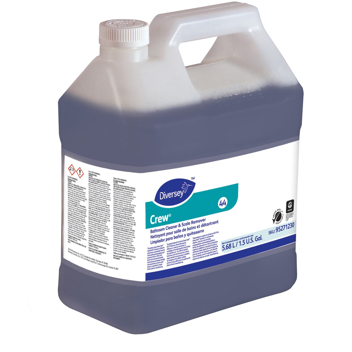 Diversey Crew Bath Cleaner/Scale Remover - 192 fl oz (6 quart) - Fresh Clean Scent - Non-corrosive, Streak-free - Purple