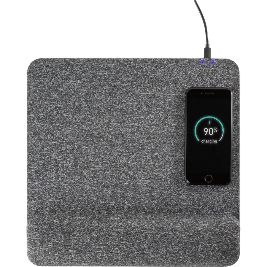 Allsop PowerTrack Plush Wireless Charging Mousepad - (32304) - 1.85" Height x 11.60" Width - Gray - Memory Foam - Mouse