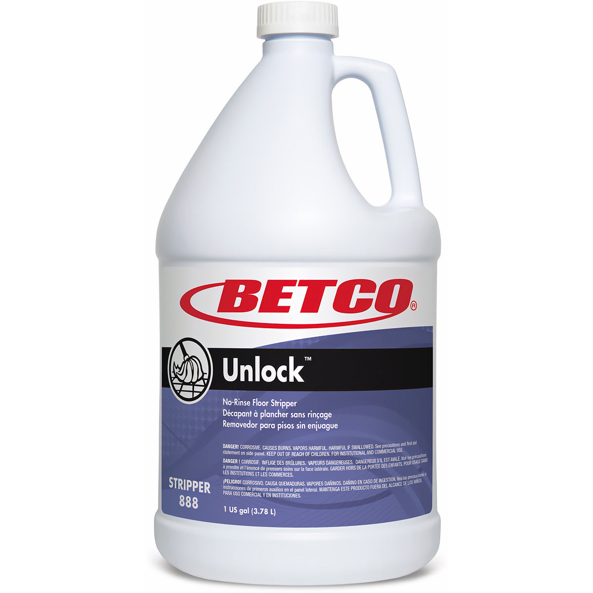 Betco Unlock No-Rinse Floor Stripper - Ready-To-Use - 128 fl oz (4 quart) - Unscented, Low Foaming, Rinse-free, Low Odor