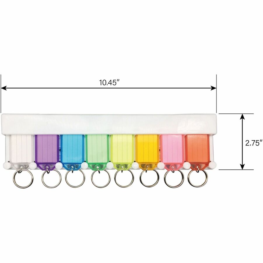 Sparco Wall Mount Key Rack - 8 x Key Tag - 2.80" Height x 10.50" Width x 0.50" Length - Assorted - 1 Set
