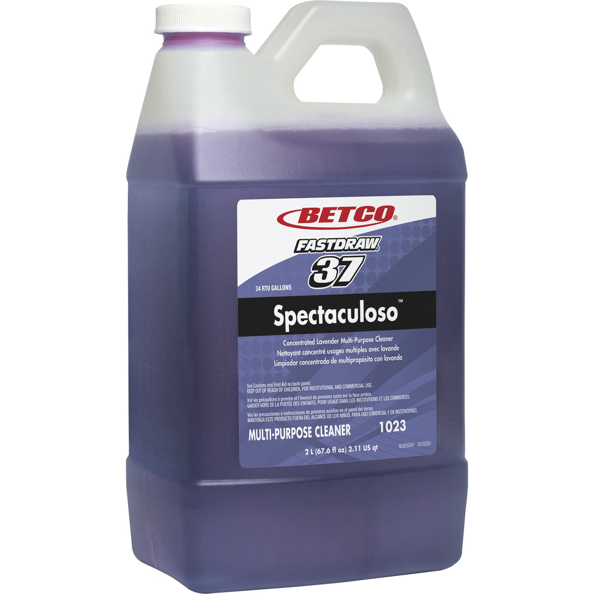 Betco Spectaculoso FastDraw 37 MP Cleaner - Concentrate - 67.6 fl oz (2.1 quart) - Lavender Scent - 4 / Carton