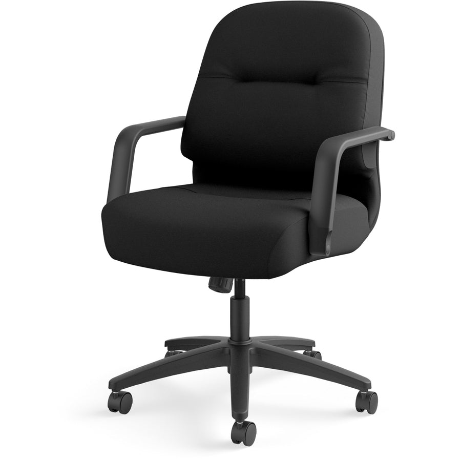 HON Pillow-Soft Mid-Back Chair - Black Seat Color - Memory Foam, Polyester Seat Material - Black Back Color - Foam, Poly
