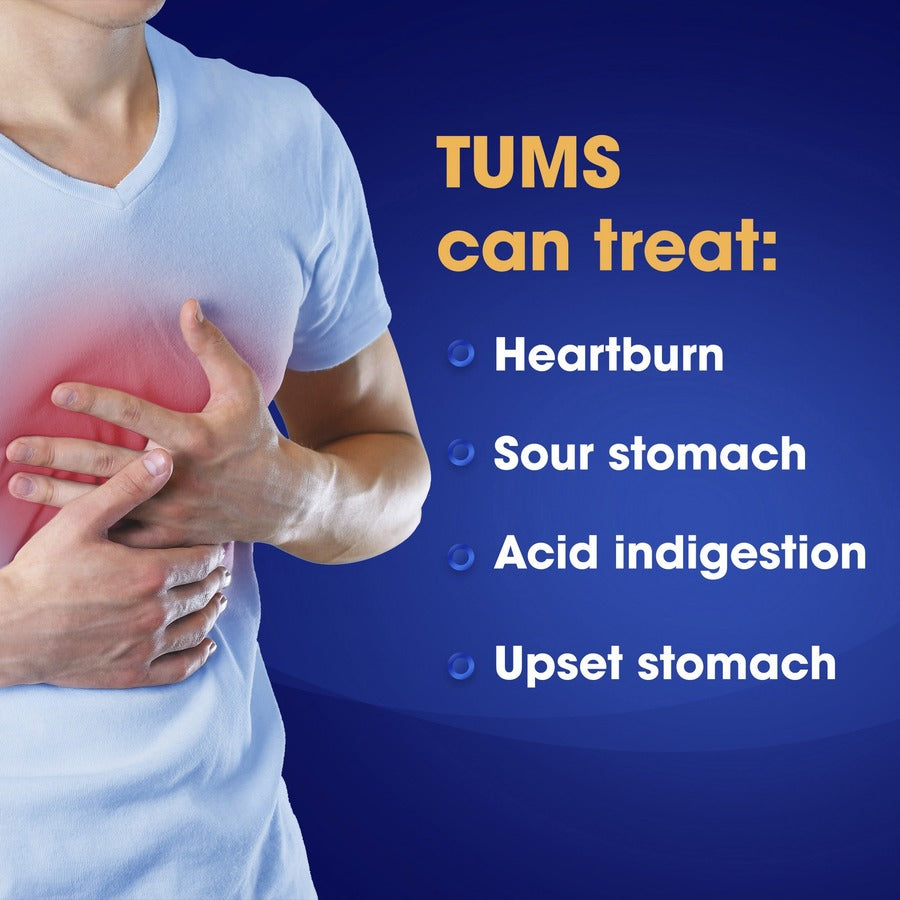 TUMS Smoothies Extra Strength Antacid Chewable Tablet - For Acid Indigestion, Heartburn, Sour Stomach, Upset Stomach - A