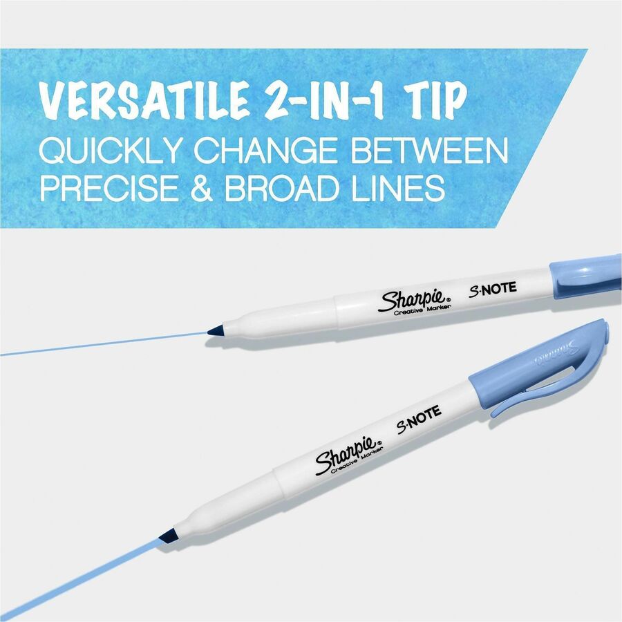 Sharpie S-Note Art Marker - Papaya, Raspberry, Lemonade, Sea Green, Periwinkle, Grape Ink - 6 / Pack