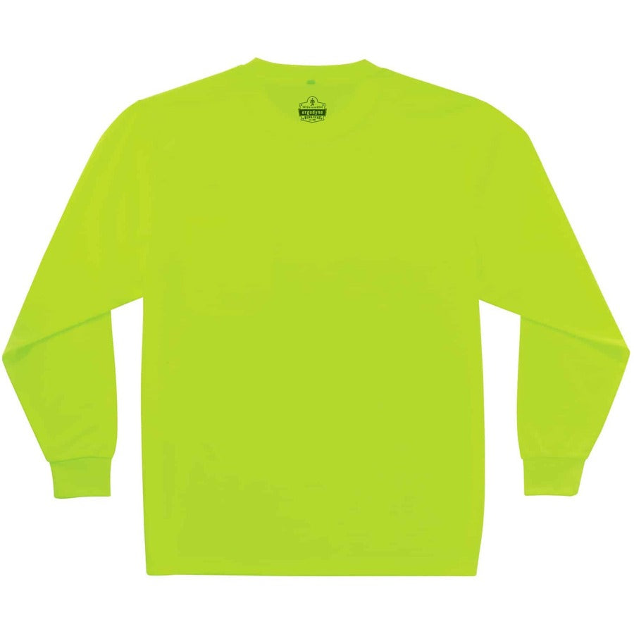 Ergodyne 8091 Non-Certified Long Sleeve T-Shirt - 2XL Size - Polyester - Lime
