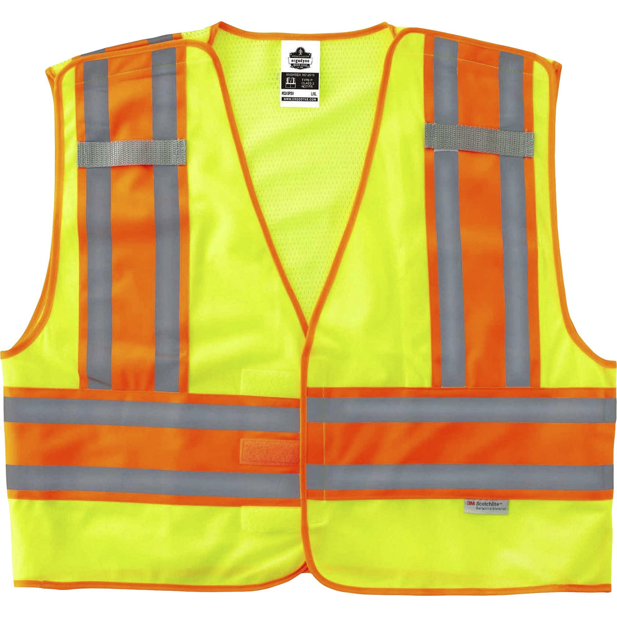 Ergodyne 8245PSV Type P Class 2 Public Safety Vest - Large/Extra Large - Hook & Loop Closure - Poly, Poly - Lime - 1 Eac