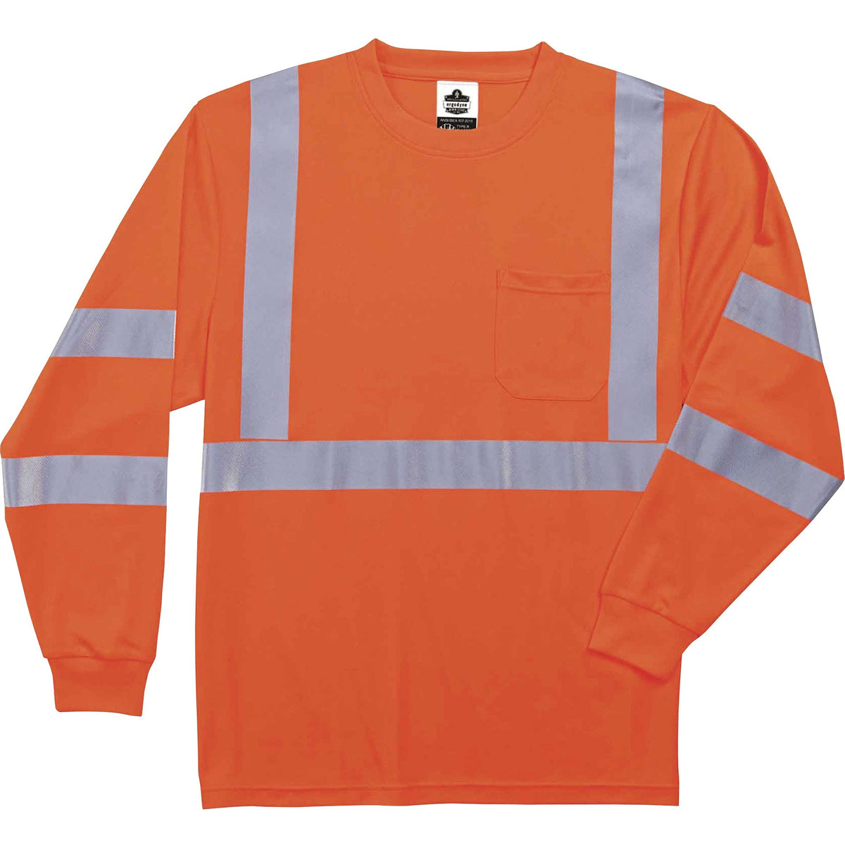 Ergodyne 8391 Type R Class 3 Long Sleeve T-Shirt - Large - Polyester - Orange - 1 Each