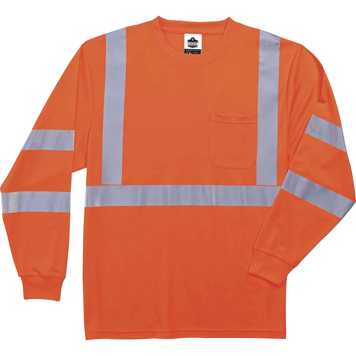Ergodyne 8391 Type R Class 3 Long Sleeve T-Shirt - 5-Xtra Large - Polyester - Orange - 1 Each