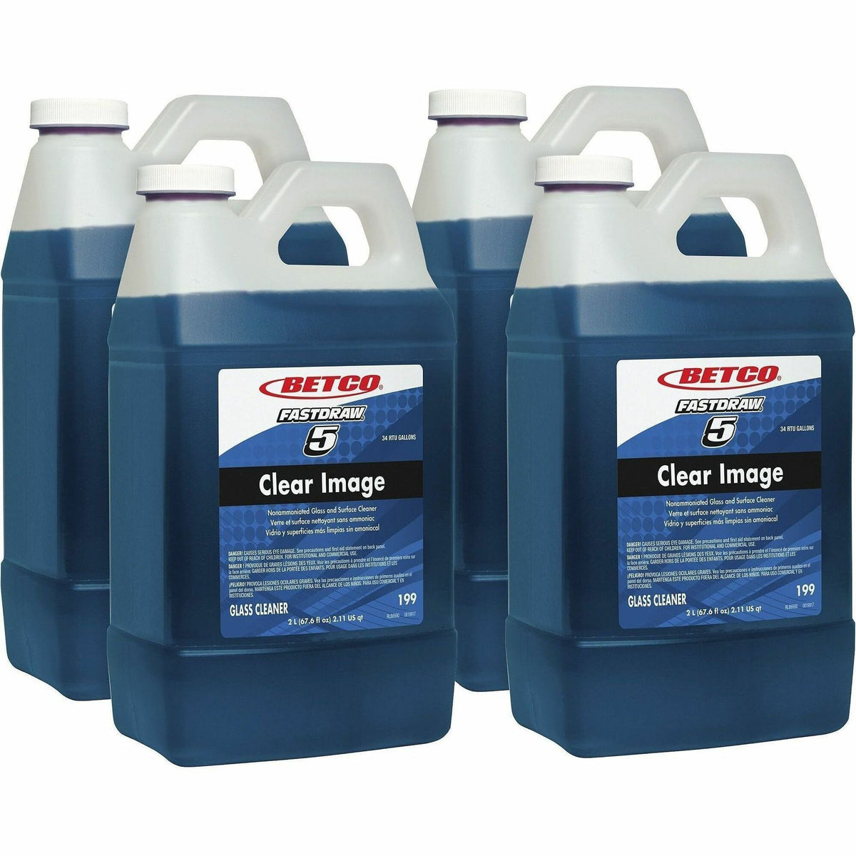 Betco Clear Image FastDraw 5 Glass Cleaner - Concentrate - Liquid - 67.6 fl oz (2.1 quart) - 7 to 10.5 pH - Rain Fresh S