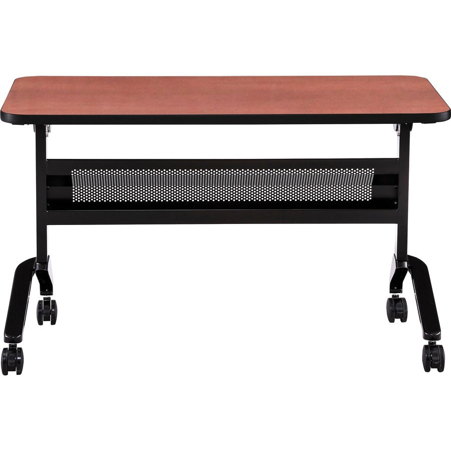 Safco Flip-N-Go Rectangular Training Table - Biltmore Cherry Rectangle Top - Black Base - 150 lb Capacity - 1 Each