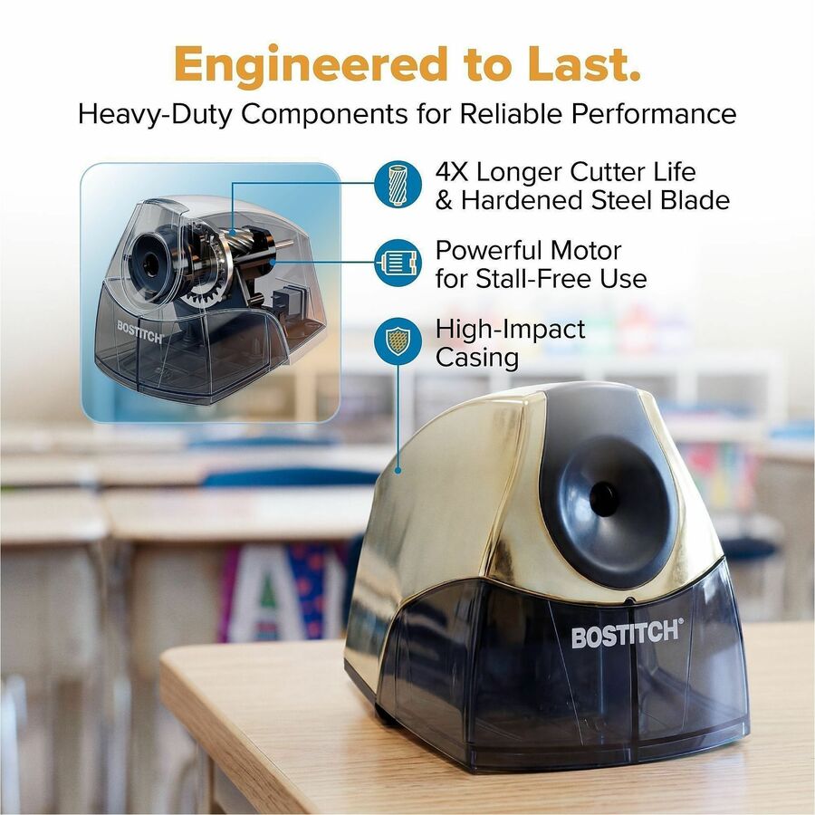 Bostitch Personal Electric Pencil Sharpener - 4" Width x 8.3" Depth - Yellow - 1 Each