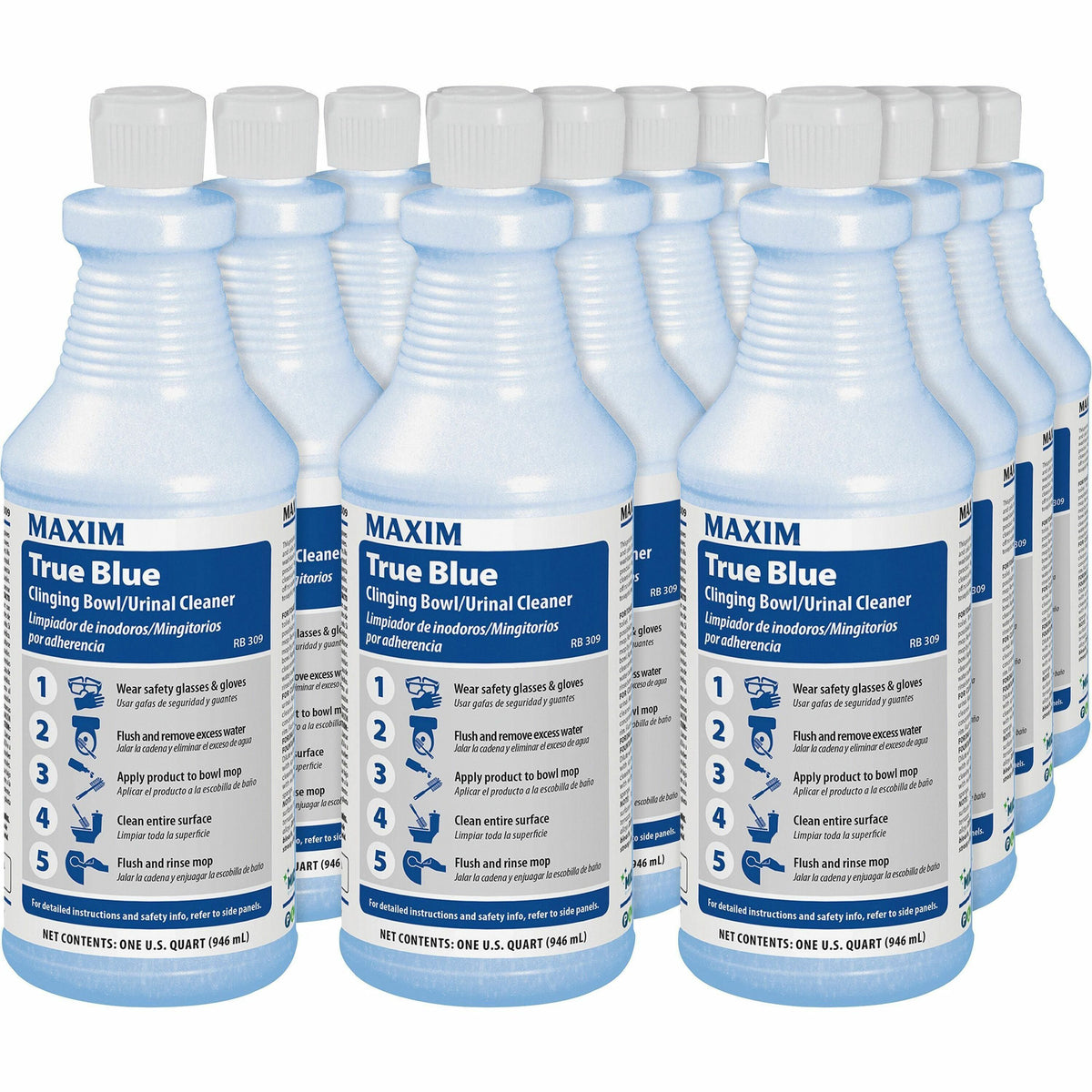 Midlab True Blue Clinging Bowl Cleaner - Ready-To-Use - 32 fl oz (1 quart) - Mint Scent - Scrub-free, Fume-free - Dark B