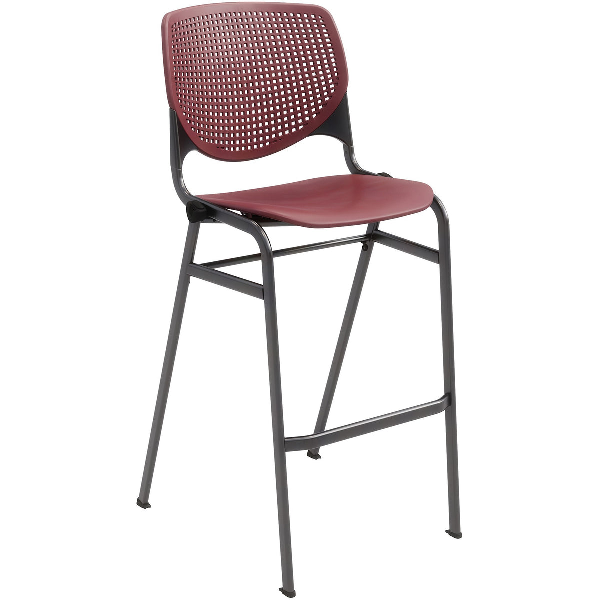 KFI Barstool Chair - Burgundy Seat Color - Polypropylene Seat Material - Burgundy Back Color - Aluminum Alloy, Polypropy